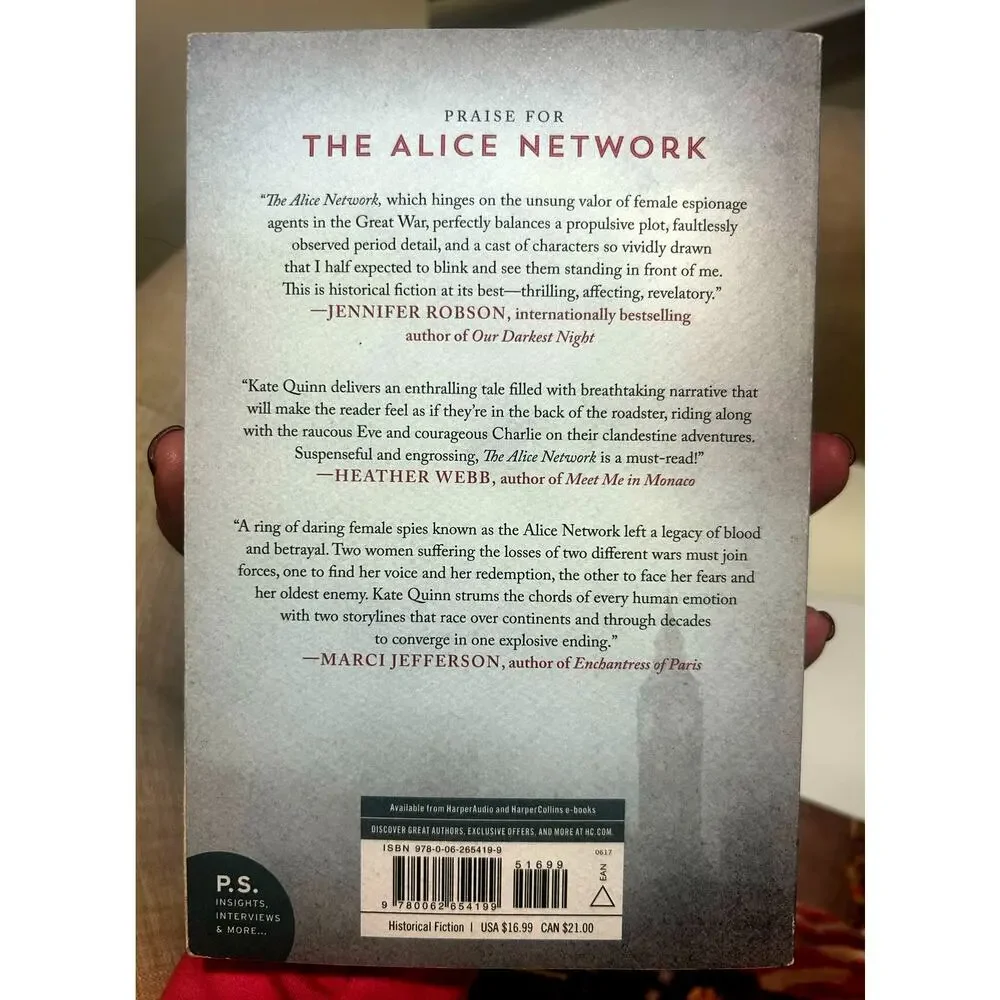 Book Paperback:  The Alice Network, Reece's Book Club, Novel